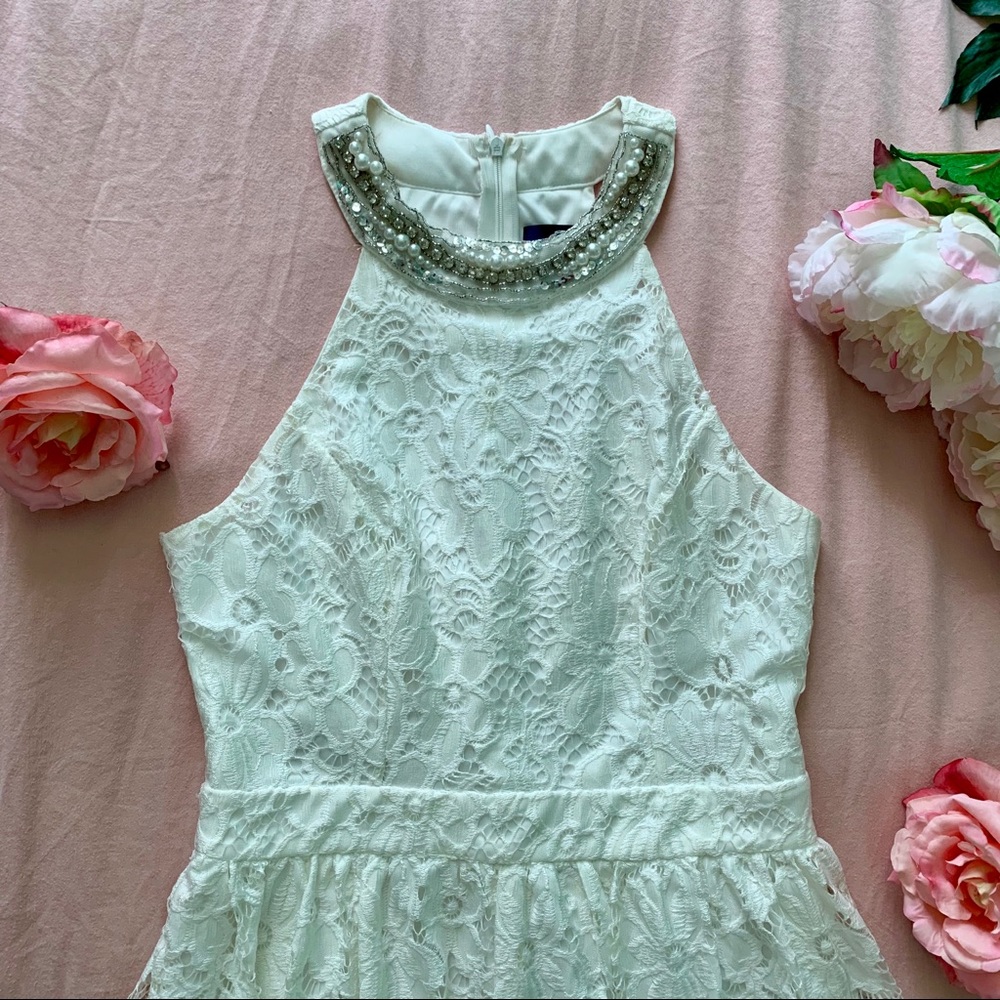 ✅ CLEARANCE Ivory White Lace Blue Rain Dress - Picture 2 of 5